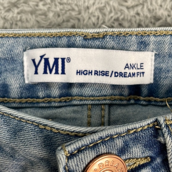 YMI Jeans Women's 5/27 High Rise Ankle Dream Fit Distressed Holes Frayed Cotton - Picture 14 of 15